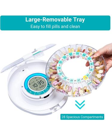 Zoksi Bluetooth Smart Automatic Pill Dispenser - 28 Compartments Medicine Organizer - Elderly Medication Dispenser with App Alarm - 10.28 x 9.25 x 3.54 Inch - Buy Online on GoSupps.com