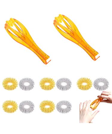 Zhenp 12 Pieces Metabolism Massage Rails Acupressure Ring Set 5.9x1.65x1.3 inches fingertips massage ring finger therapy tool joint massage roller for children teens adults (gold/silver)