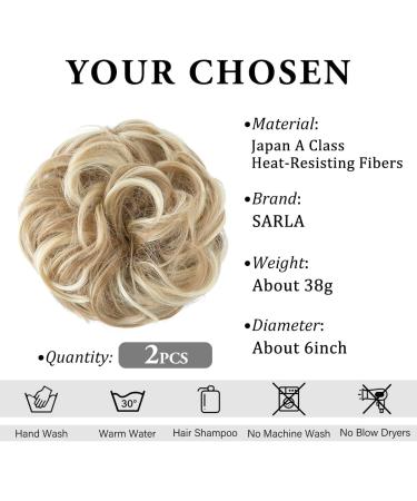 SARLA 2PCS Messy Hair Bun Scrunchies in Dirty Blonde - Synthetic Updo Hair Extensions for Women and Girls - Buy Online on GoSupps.com