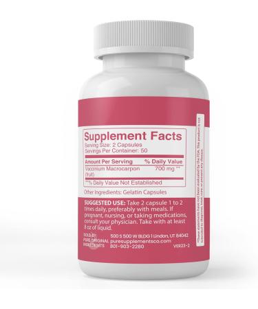 PURE ORIGINAL INGREDIENTS Cranberry Extract (100 Capsules) Always Pure No Additives Or Fillers Lab Verified 100 Count (Pack of 1) - Buy Online on GoSupps.com