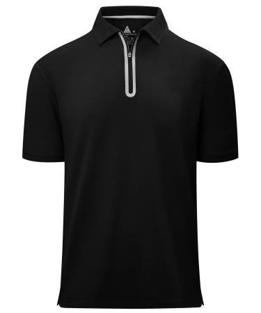 SECOOD Polo Shirts for Men Short Sleeve Casual Golf Shirt Moisture Wicking Sports Tennis T-Shirts 01-black X-Large