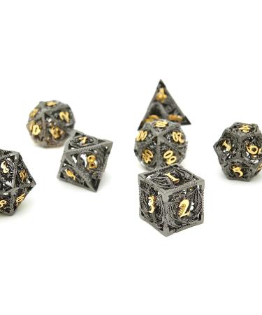 Metal Dice Set - D&D Hollow Polyhedral Dice for RPG Games - Black & Gold - Buy Online on GoSupps.com