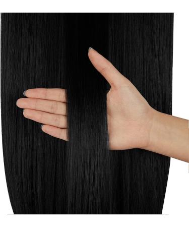 Halo Hair Extensions Dark Black 22 Inch Straight Synthetic Hairpiece - Heat Friendly Fiber - No Clip Headband for Women - Buy Online on GoSupps.com