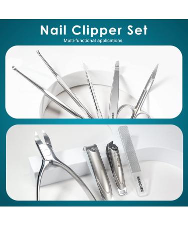 Professional 9-in-1 Manicure Set with Leather Case - Stainless Steel Nail Clippers Kit for Men - Black Grooming Kit with Fingernail & Toenail Clippers - 9 Piece Set - Buy Online on GoSupps.com