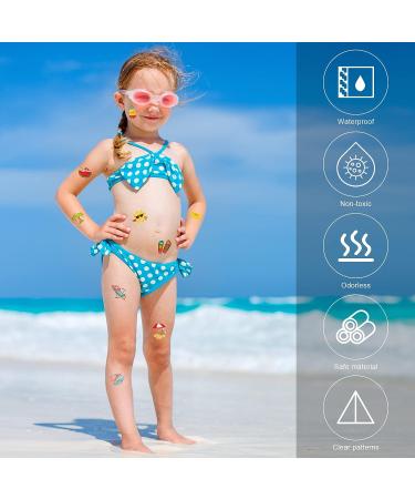 ADXCO Summer Pool Party Tattoos - 144 Pieces Waterproof Temporary Tattoos for Kids and Adults - Tropical Luau Themed Designs - 6 Sheets, 24 Styles - Beach Party Decorations and Favors - Buy Online on GoSupps.com