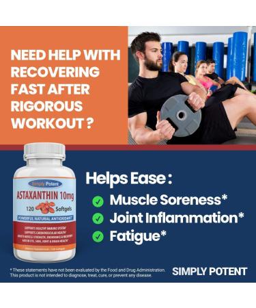 High Potency Astaxanthin 10mg Softgels - Powerful Antioxidant for Joint, Heart, Brain & Skin Health - 120 Capsules - Buy Online on GoSupps.com
