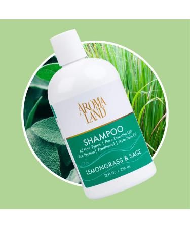 Lemongrass and Sage Shampoo - Natural Cleansing & Moisturizing for All Hair Types | 12 oz | International Shipping Available - Buy Online on GoSupps.com