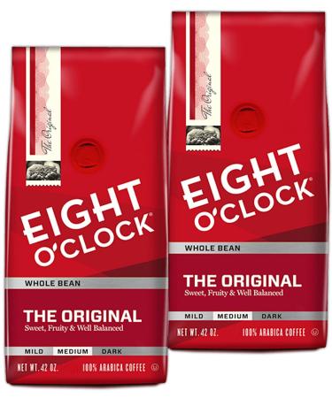 Eight O'Clock Coffee, Original Whole Bean, 42-Ounce Package, Pack of 2