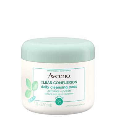Aveeno Clear Complexion Daily Facial Cleansing Pads with Salicylic Acid Acne Treatment, 28 ct - Buy Online on GoSupps.com