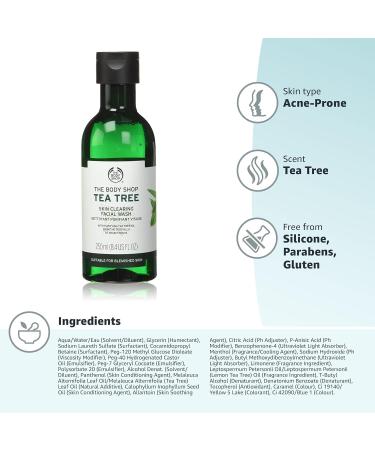 Boddy Sho.p Tea Tree Skin Clearing Facial Wash 250 ml - Vegan 8.4 Fl Oz | Clear Skin Naturally - International Shipping - Buy Online on GoSupps.com