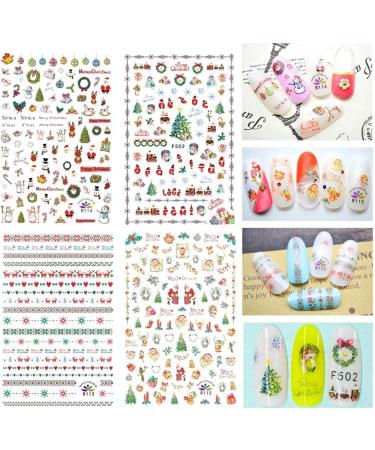 12 Sheets Christmas Nail Art Stickers Kalolary 3D Self-Adhesive Nail Stickers Decals Nail Art Tips Stencil for Women Girls Nail Art Design - Buy Online on GoSupps.com