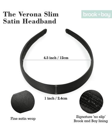 Brook + Bay Satin Headband for Women - Stylish 1 Inch Black Headband for Girls - Buy Online on GoSupps.com