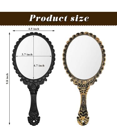 Vintage Handheld Mirror Set - Embossed Flower Design - Portable Compact Mirror for Face Makeup and Travel - Black Bronze - 2 Pieces - Buy Online on GoSupps.com