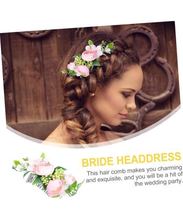 DOITOOL 1pc Hair Comb Bridesmaids Hair Clip Bride Wedding Headdress Headpiece for Bride Vintage Hair Accessories Bride Headpiece Photo Props Wreath Wig Bridegroom Pink Alloy - Buy Online on GoSupps.com