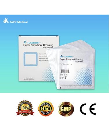 Super Absorbent Non-Stick 4x4 Gauze Pads for Wounds and Burns - Box of 10 - Buy Online on GoSupps.com