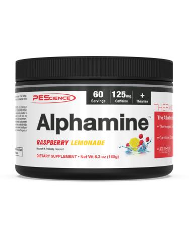 PEScience Alphamine Raspberry Lemonade 60 Scoops Thermogenic Energy Powder with L-Carnitine