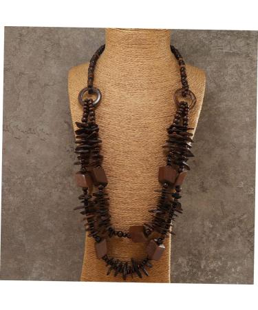 COOLHIYA Hawaiian Necklace Beaded Coir Necklace Necklaces A Necklace Vintage Decor Beaded Necklace Bride Wooden Beads Africa Coffee 110CM - Buy Online on GoSupps.com