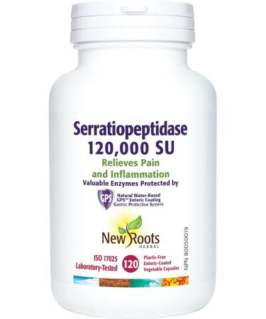 New Roots Herbal - Serratiopeptidase 120 000 SU 120 Capsules - High Potency Serrapeptase Enzyme Supplement Serrapeptase 120000 SU Supports Overall Health - Proteolytic Enzymes for Enhanced Wellness