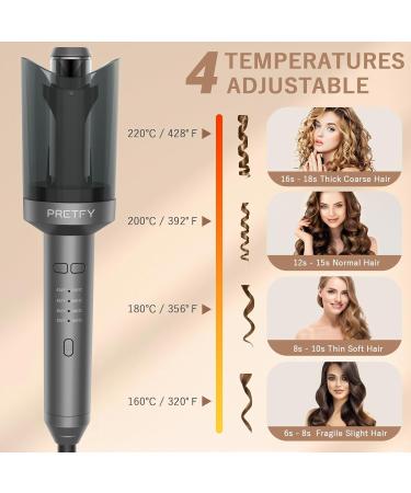 Pretfy Automatic Curling Iron - 1 Inch Ceramic Ionic Auto Hair Curler with LCD Display 4 Temperature Settings Anti-Scald & Auto Shut-Off - Fast Heating for Effortless Hair Styling - Buy Online on GoSupps.com