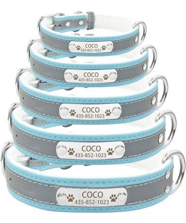 Senristar Personalized Reflective Dog Collar & Leash Set - Custom Engraved Dog Tape with Name Tag for Small Medium & Large Dogs & Cats (1.5 cm Width 25-32 cm Neck) - Blue - Buy Online on GoSupps.com