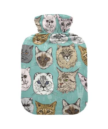 Hot Water Bottles with Cover Cute Cats Kittens Hot Water Bottle for Pain Relief Sports Injuries Hot Water Bottle Water Bag 2 Liter