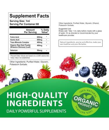 Fulvic Humic Mineral Blend 1200mg Liposomal Fulvic Acid + Humic Acid + Organic Liquid Ionic Trace Mineral Supplement Supports Immune System Energy Digestion & Nutrient Absorption 60 Servings - Buy Online on GoSupps.com