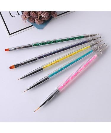 Waldd 5-Piece Nail Art Brush Set - Double Ended Dotting Tools with Multi-Colored Nail Brushes for Manicure Care - Buy Online on GoSupps.com