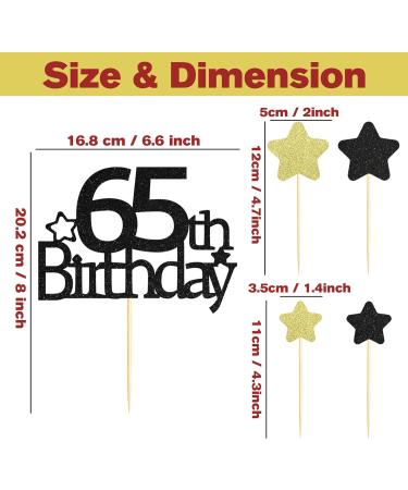 Sotpot Glitter 65th Birthday Cake Decorations 65th Cake Topper Star Cupcake Toppers for Birthday Party Decorations - 9 PCS - Buy Online on GoSupps.com