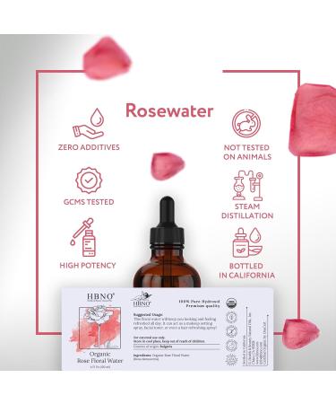 HBNO California Bottled Organic Rose Water for Face 4 fl oz (120ml) - USDA Certified Organic Rose Water Spray for Cleansing- Pure Rosewater for Hair - Rosewater Face Mist 4 Fl Oz (Pack of 1) - Buy Online on GoSupps.com