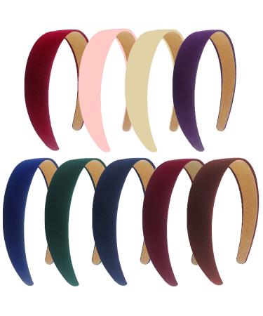 MYYZMY 9 Pcs Satin Headbands 1 Inch Wide Headband Colorful Hard Hair Bands for Women and Girls  9 Colors Multicolor