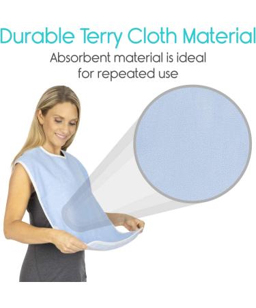 Vive Adult Bibs (2 Pack) - Waterproof Apron Set for Eating - Adjustable Strap, Washable Terry Cloth - Ideal for Elderly, Seniors, Disabled - Buy Online on GoSupps.com