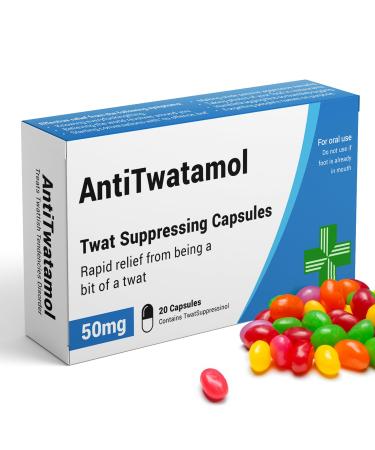 AntiTwatamol - Funny Joke Pills Box - Gag Gift with Jelly Beans Sweets (50g) Birthday Gifts for Men Secret Santa Gifts Dad Gift Under 10 pounds
