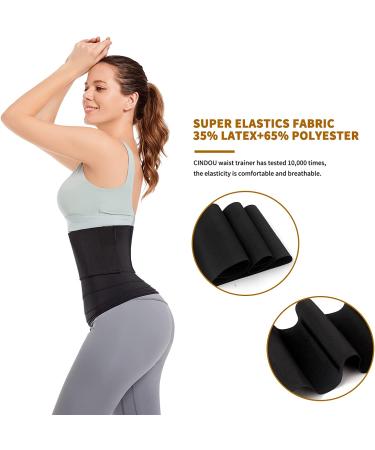 CINDOU Plus Size Waist Trainer Band - XL Black | Stomach Body Wrap for Tummy Waist Training - Buy Online on GoSupps.com