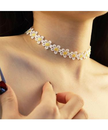 Shop Bethynas Colorful Floral Choker Necklace | Vintage Daisy Flower Neckband for Women & Teen Girls Perfect Bridal Party Neck Jewelry | Adjustable Clavicular Design - Buy Online on GoSupps.com