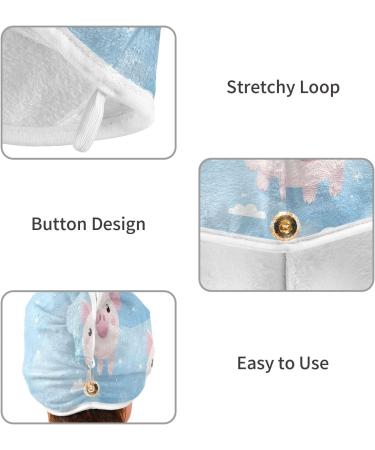 Buy Pink Pigs Blue Sky Hair Towel 2 Pack - Super Absorbent Quick Dry Hair Turbans for Women & Girls - Buy Online on GoSupps.com