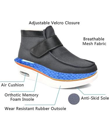 Adjustable Closure Diabetic Shoes for Women | Comfortable Wide Fit Non-Slip Edema Footwear | Perfect Gift for Mother's Day Birthdays Anniversaries - Black & Gray - Buy Online on GoSupps.com