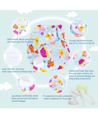 10 Pcs Adjustable Washable Baby Cloth Diapers + 5 Bamboo Inserts (Refreshing Blue) - Buy Online on GoSupps.com