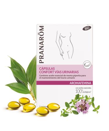 PRANAROM Aromafemin comfort for the urinary tract contains peppermint essential oil that maintains the health of the urinary tract 30 capsules