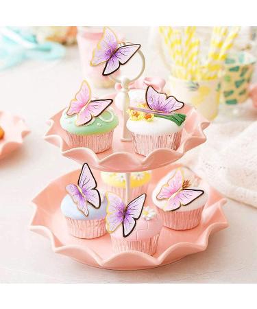 66 Pack Purple Gold Butterfly Cupcake Toppers for Wedding & Birthday Party Decor - Buy Online on GoSupps.com