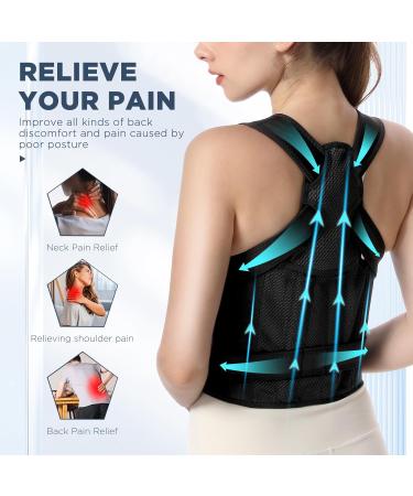 KKM Back Brace Posture Corrector for Men & Women | Adjustable Lumbar Support & Neck Shape | Black (Large 38-45 Inch - Buy Online on GoSupps.com