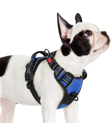 Rabbitgoo dog harness Small dogs dog harness without train adjustable dishes dog without choking anti -pull dog harness with handle soft padded reflective chest harness blue S S (1 Pack) blue