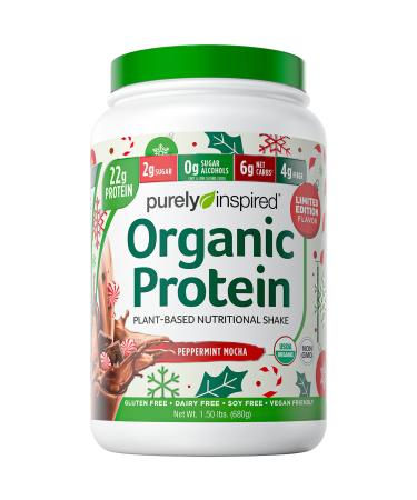 Purely Inspired Plant Based Organic Protein Powder, Vegan for Women & Men, 22 g Per Serving, Pea, Peppermint Mocha, Limited Edition, 17 Servings, 24 Oz (LIMITED EDITION) Peppermint Mocha 1.5 Pound (Pack of 1)