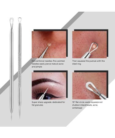 Blackhead Remover Tool JOLIFILE Upgraded 9 Pcs Pimple Popper Tool Kit Extractor Tools with Tweezers Removal Comedone Whitehead Set Large Size-Silver - Buy Online on GoSupps.com