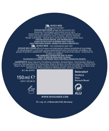 Buy Nivea Men Cream - Nourishing Face Body & Hands Moisturizer (1 x 150 ml) - Fresh Masculine Fragrance - International Shipping Available - Buy Online on GoSupps.com