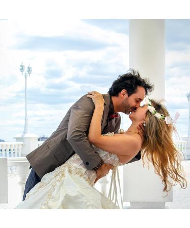 Flower Crown Flower Girl Hair Accessories Festival Accessories Hen Party Accessories Flower Headband with Ribbon for Women or Girls (White) - Buy Online on GoSupps.com