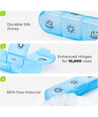 AUVON Weekly Pill Organizer - 3 Times a Day Large Pill Box with PU Leather Bag | Travel Medication Reminder for Vitamins & Supplements - A-Black - Buy Online on GoSupps.com