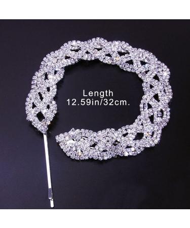 Stonefans 3pc Rhinestone Braid Headband Set - Silver Crystal Jewelry for Women | Hip Hop Hair Accessories for Costume Party - Buy Online on GoSupps.com