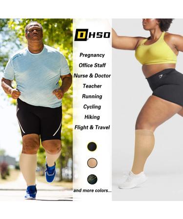 3 Pack Plus Size Compression Socks 20-30 mmHg Extra Wide Calf for Men and Women - Nude - 2XL - Buy Online on GoSupps.com