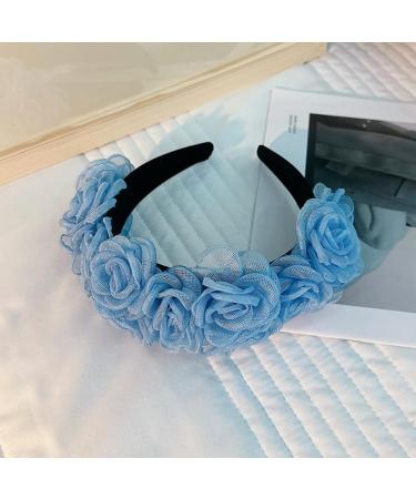 scicent Headbands for Girls Boho Head Band Blue Flower Elastic Hairband Hair Accessories for Women Wide Bezel Girls Hair Hoop Blue - 16120 - Buy Online on GoSupps.com