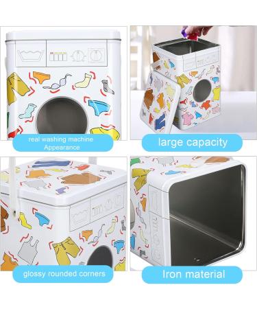Metal Laundry Powder Tin Laundry Powder Detergent Storage Box Washing Machine Appearance Washing Powder Tablet Storage Container - Buy Online on GoSupps.com